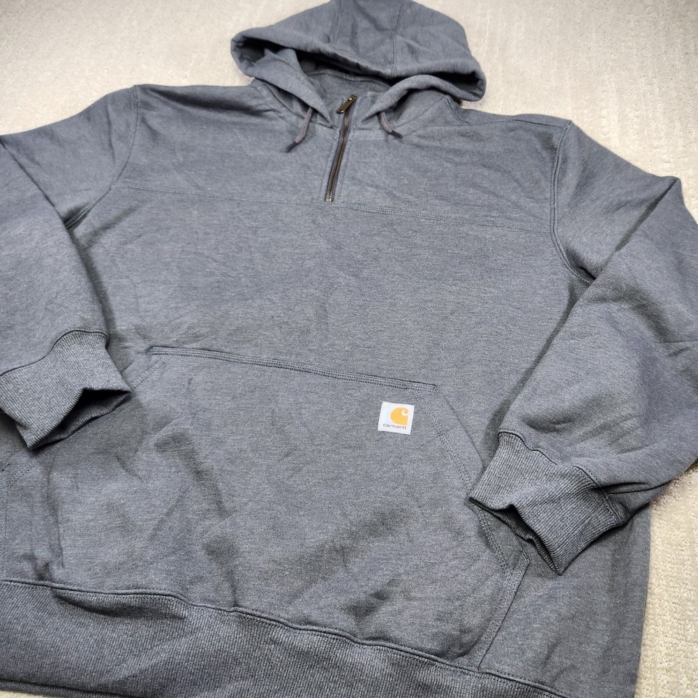 Carhartt Hoodie Men 2XL Rain Defender Loose Fit Heavyweight Gray Paxton 1/4 Zip